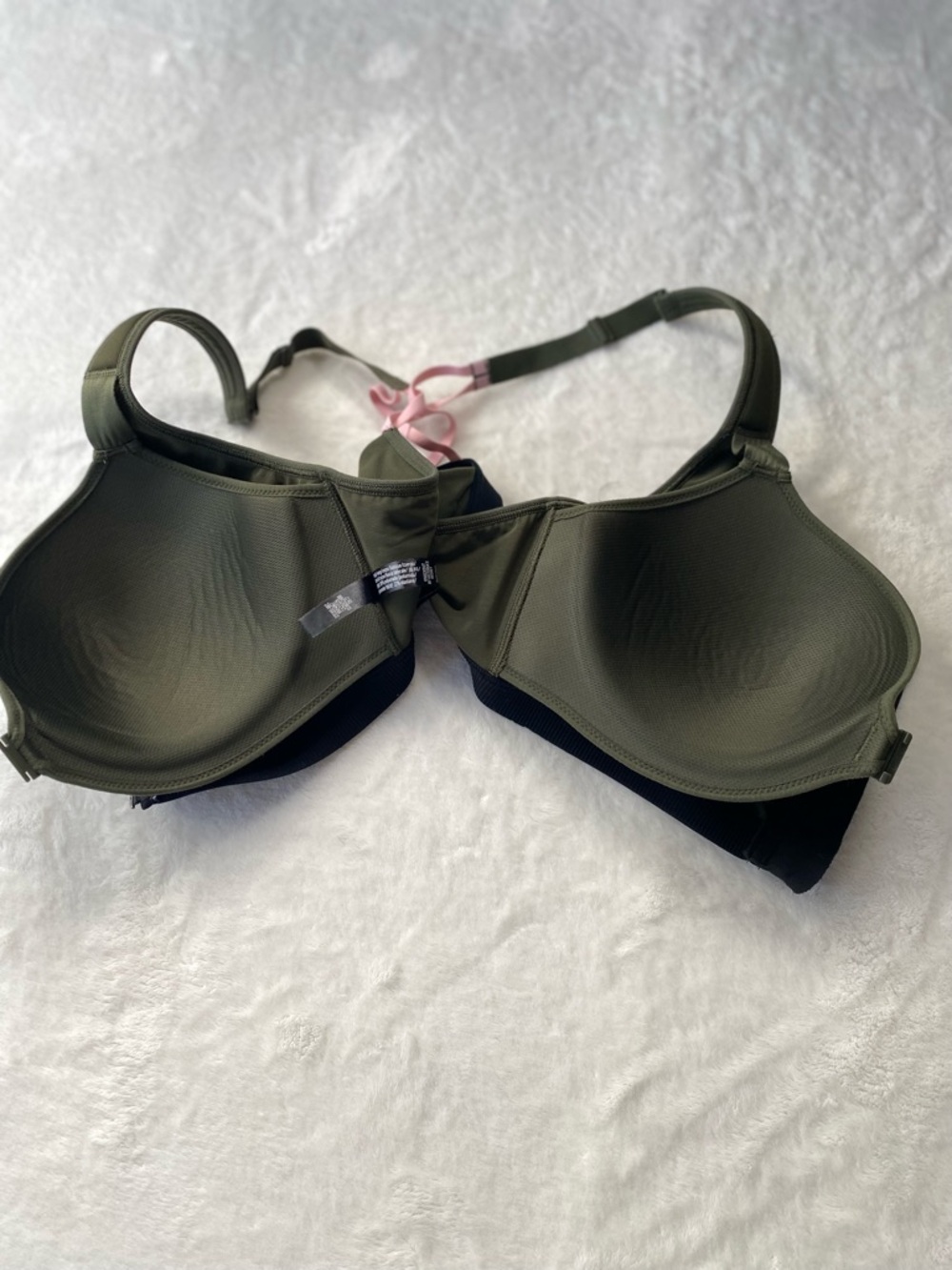 Victoria Sport Knockout Front-Zip High Impact Sports Bra Olive Green 34DD - Picture 7 of 9